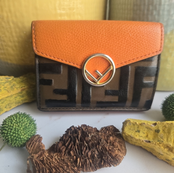 Fendi Handbags - Fendi Zucca 2020 FF Logo Compact Leather Trifold Wallet